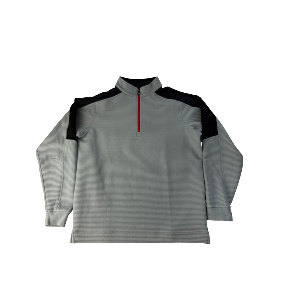 FootJoy Quarter Zip Pullover Mens Large Ribbed Golf Sweater Grey
